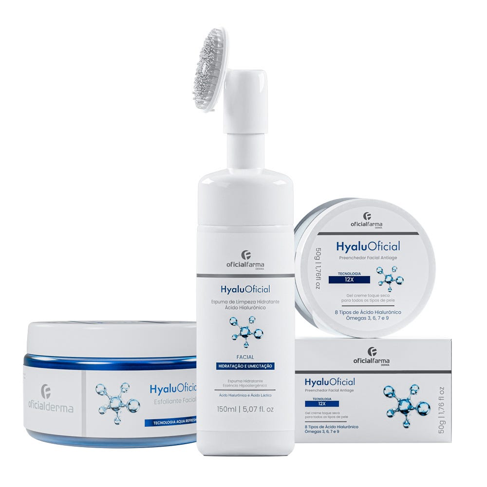 Espuma de Limpeza + Esfoliante + Preenchedor Facial | HyaluOficial