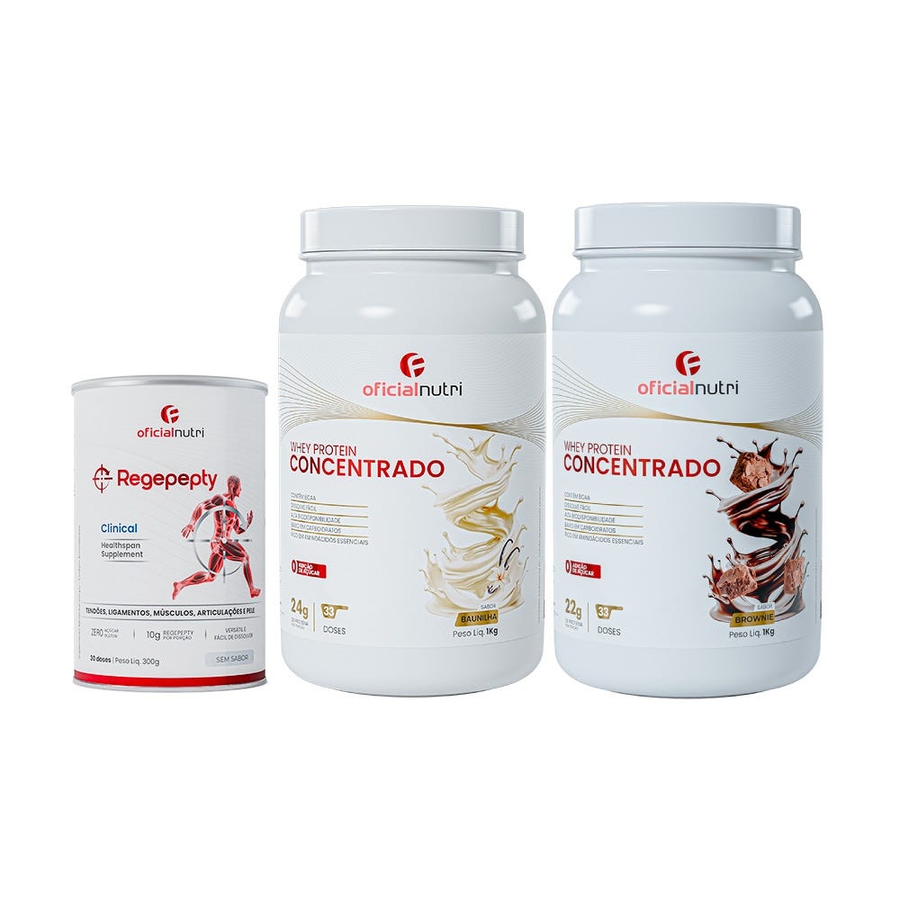 Whey Protein Concentrado Brownie + Whey Baunilha + Regepepty Sem Sabor