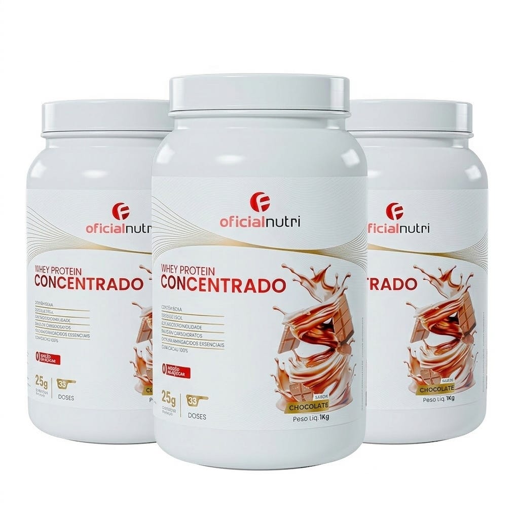 Combo 13 - 3 Whey Protein Concentrato Chocolate 1kg