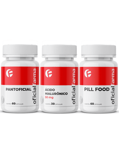 Pantoficial 60 Cápsulas + Pill Food 60 Cápsulas + Ácido Hialurônico 50mg 60 Cápsulas 