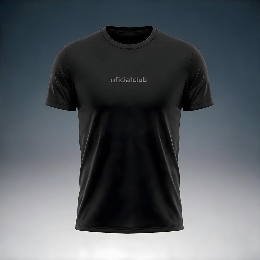 Camiseta Performance Oficialclub Preta Com Logo Cinza