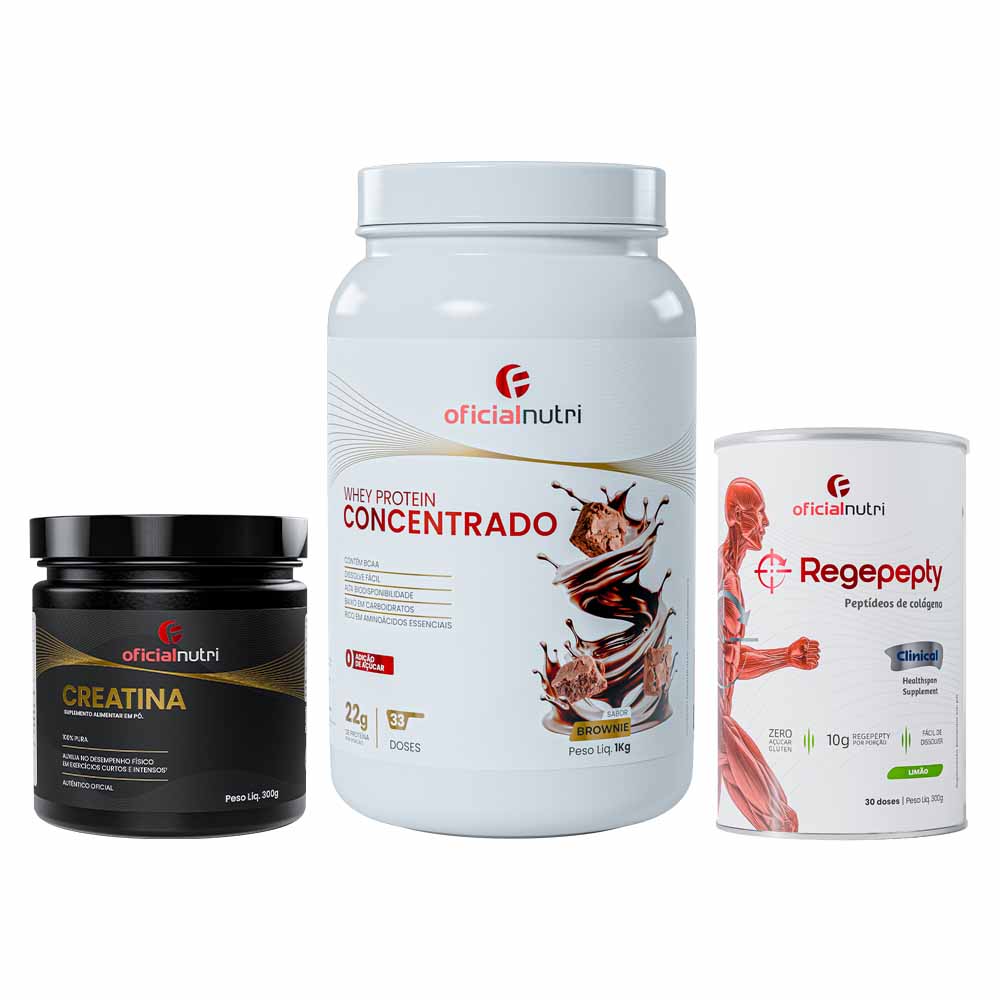 Creatina 300g + Regepepty Limão + Whey Protein Concentrado Brownie
