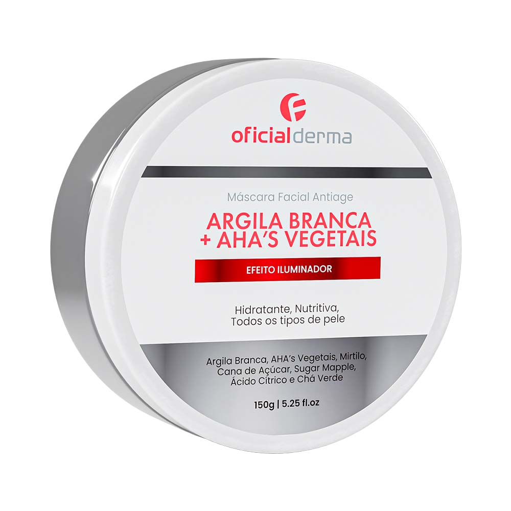 M&aacute;scara Facial de Argila Branca e AHAs Vegetais