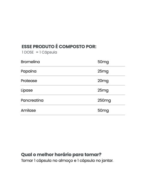 Complexo de Enzima Digestiva 60 Cápsulas