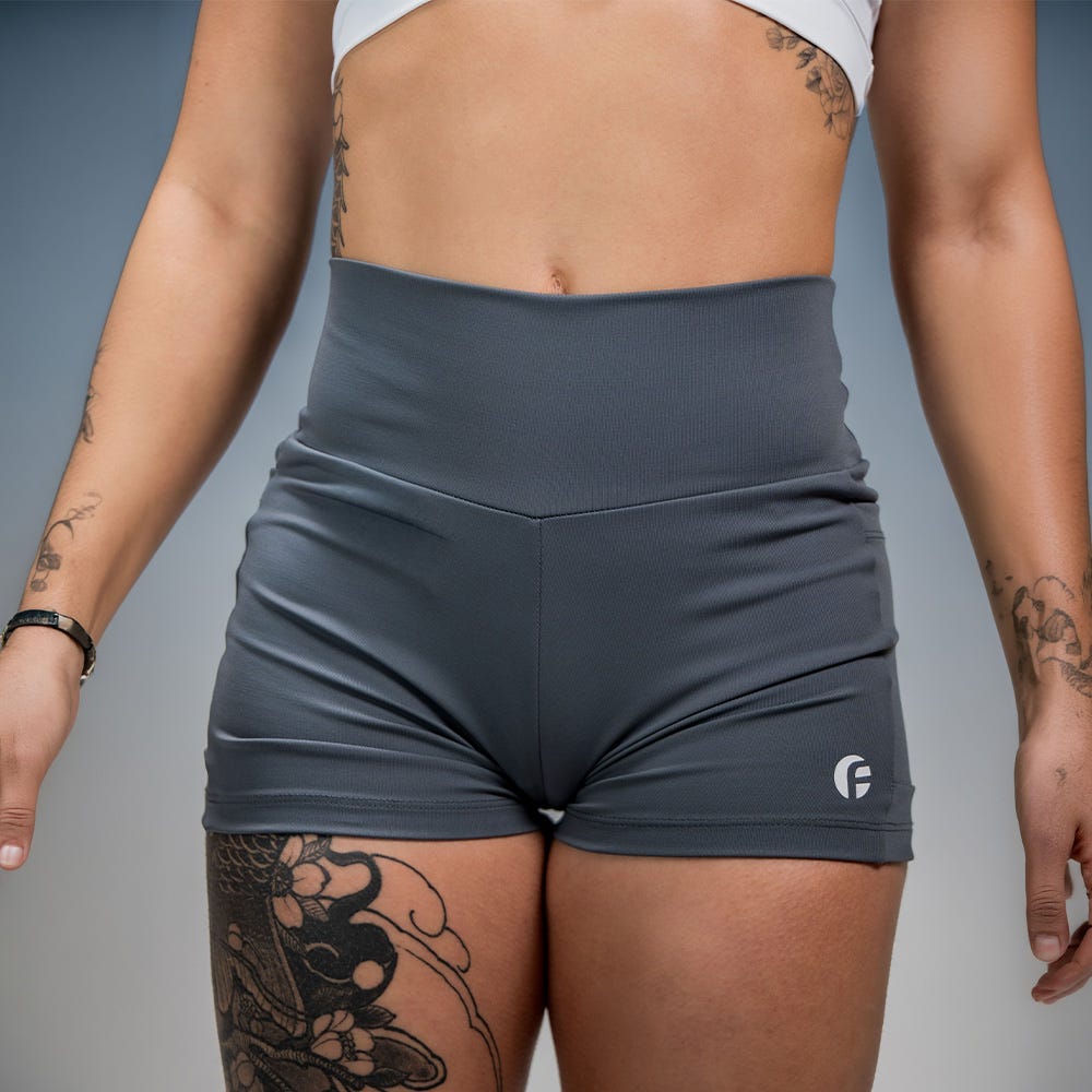 Shorts Bolso Laterais Oficialclub Cinza Com Logo