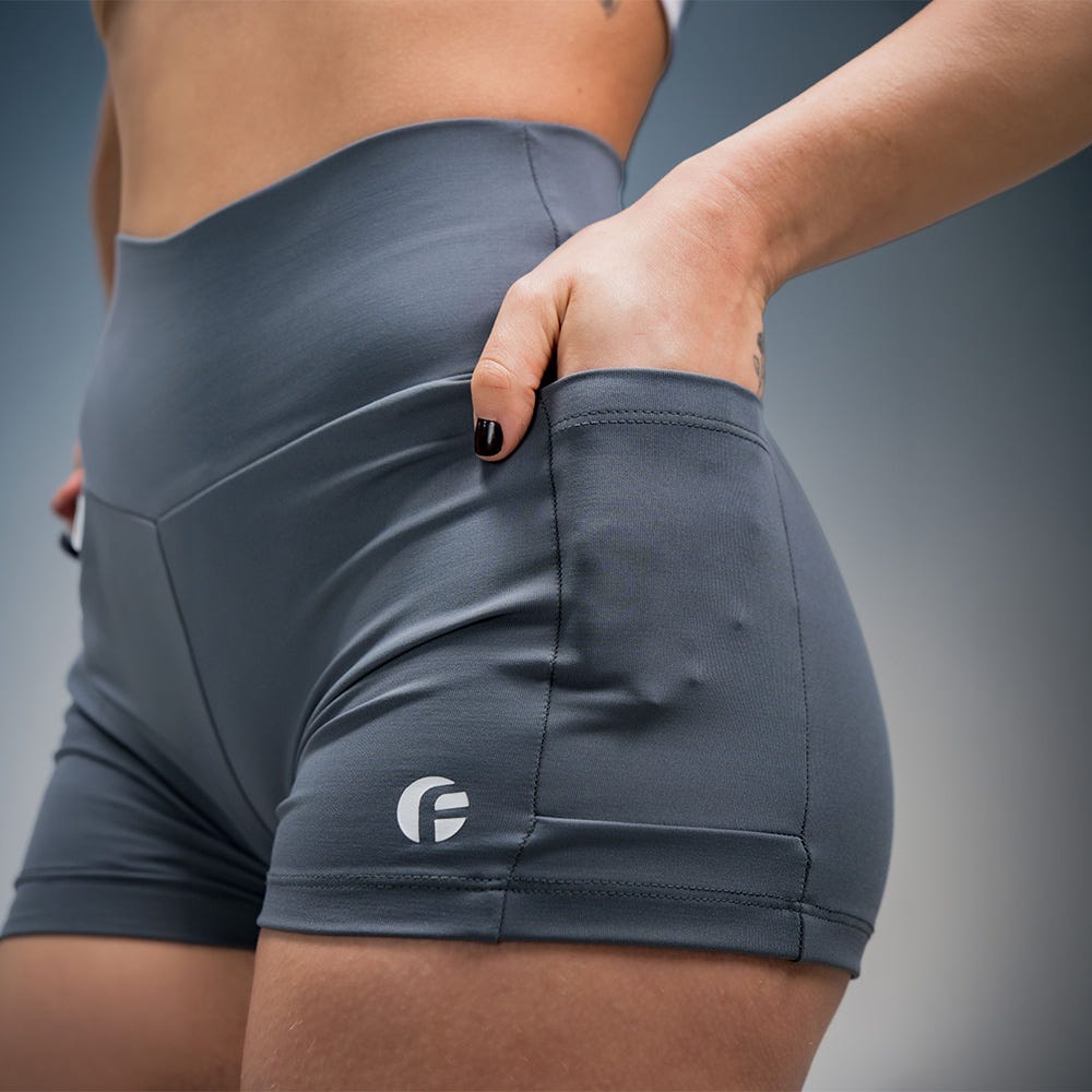 Shorts Bolso Laterais Oficialclub Cinza Com Logo