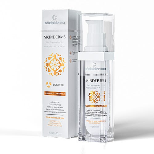 Skinderms - Gel creme de Vitamina C  + AHAs e Niacinamida - Anti Idade  30g