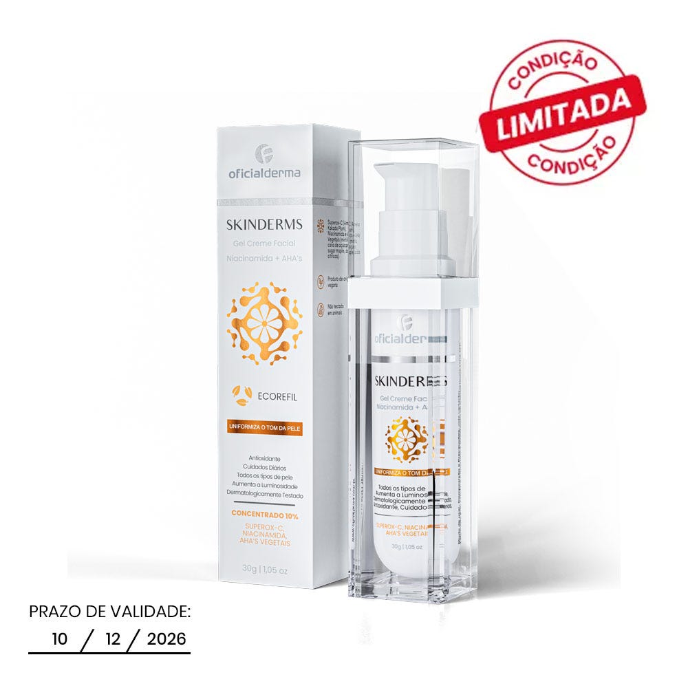 Skinderms Gel Creme Vit C AHAs Niacinamida Anti-idade 30g