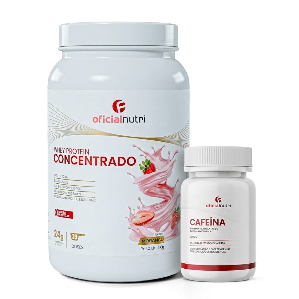 Cafeína 200mg 120 Cápsulas + Whey Protein Concentrado